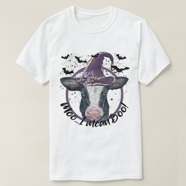 Camiseta Halloween Cow Heifer Moo I mean Boo Highland Cow W (Diseño del anverso)
