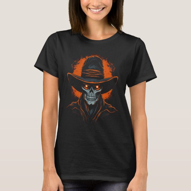 Camiseta Halloween Cowboy Skull West Country Spookos Ghos (Anverso)