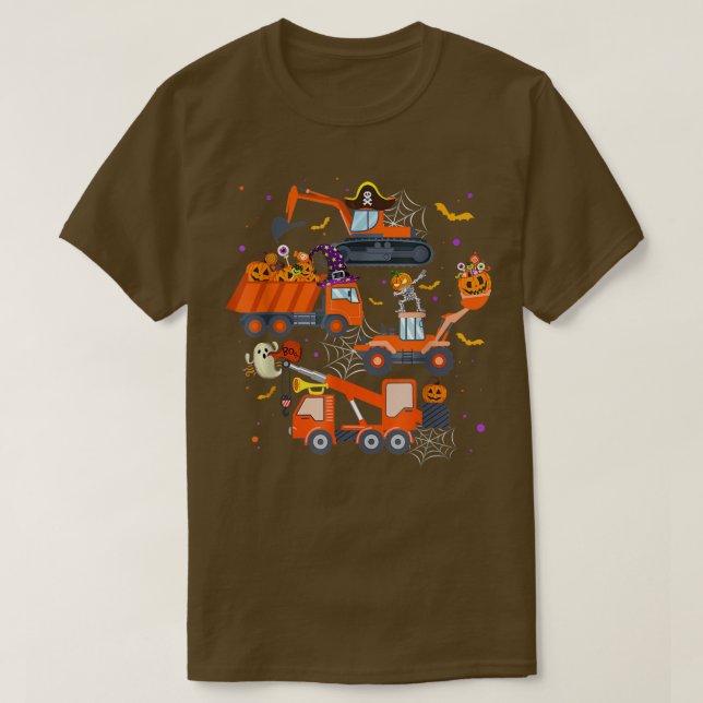 Camiseta Halloween Crane Truck Construcción Calabaza Toddle (Diseño del anverso)