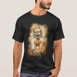 Camiseta Halloween Cranky Cat Con Calabaza