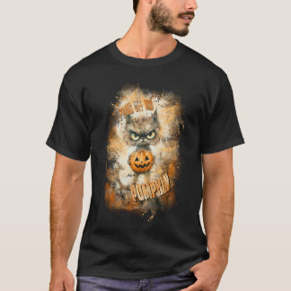 Camiseta Halloween Cranky Cat Con Calabaza