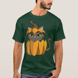 Camiseta Halloween Creepy Black Cat Pumpkin Witan Fan Gho