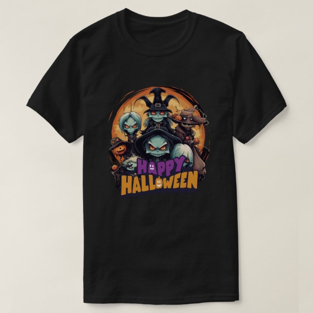 Camiseta Halloween Creepy Cute Monster Group con brujas (Diseño del anverso)