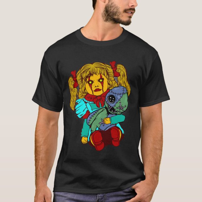 Camiseta Halloween Creepy Doll Voodoo Gótico de horror fáci (Anverso)