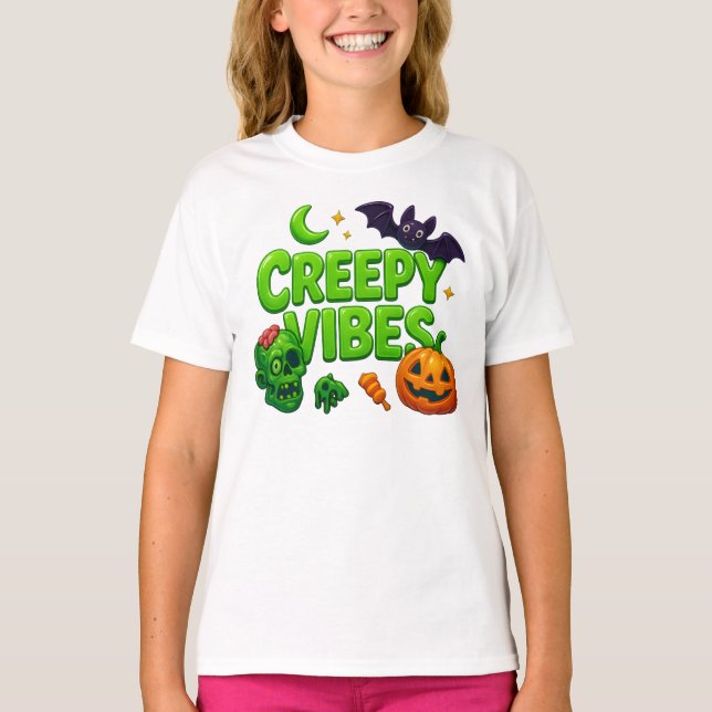 Camiseta Halloween Creepy Vibes Ropa De Ropa Unisex (Anverso)
