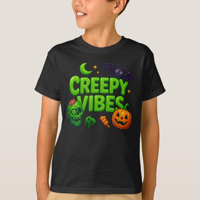 Camiseta Halloween Creepy Vibes Ropa De Ropa Unisex (Anverso)