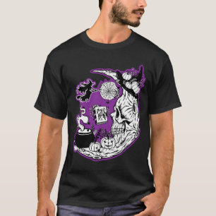 Camiseta Halloween Crescent Moon Witch Skull