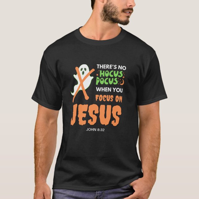Camiseta Halloween cristiano en NO HOCUS (Anverso)