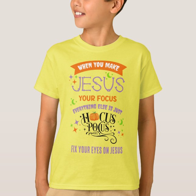 Camiseta Halloween cristiano FOCUS JESUS Hocus Pocus Niños (Anverso)
