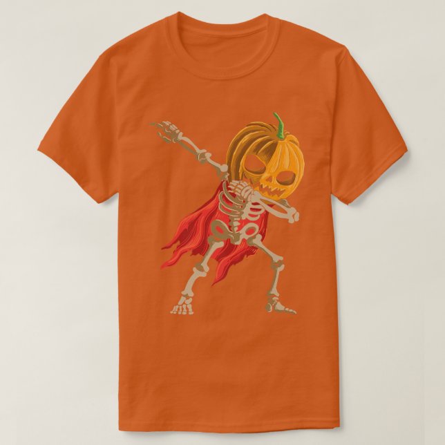Camiseta Halloween Custome Dabbing Skeleton With Pumpkin Da (Diseño del anverso)