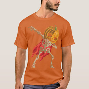 Camiseta Halloween Custome Dabbing Skeleton With Pumpkin Da
