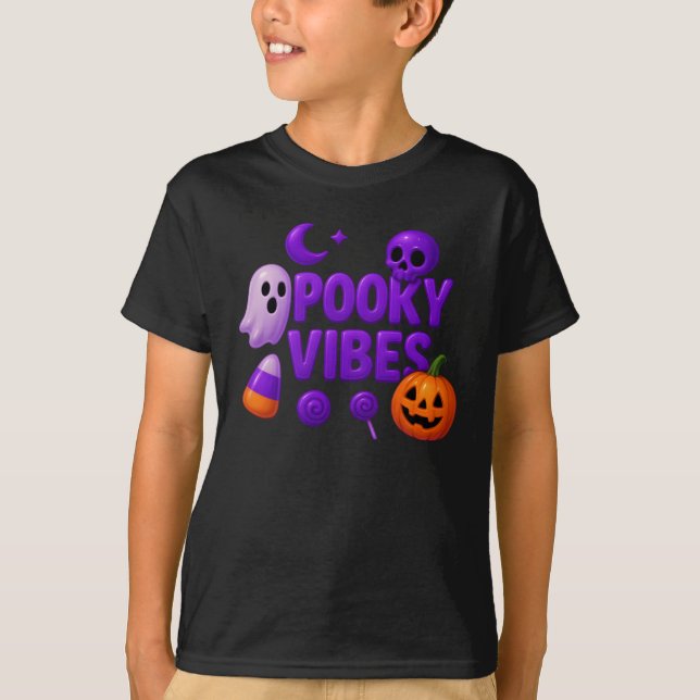 Camiseta Halloween Cute Spooky Vibes Ropa Unisex (Anverso)