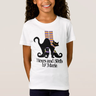 Camiseta Halloween Cute Whimsical Black Cat Zapatos de bruj