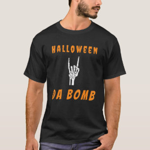 Camiseta Halloween da Bomb Halloween Loose Skeleton Shaka
