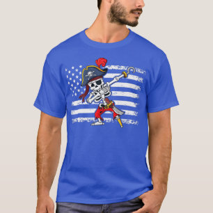 Camiseta Halloween Dabbing Pirate Skeleton Funny American F