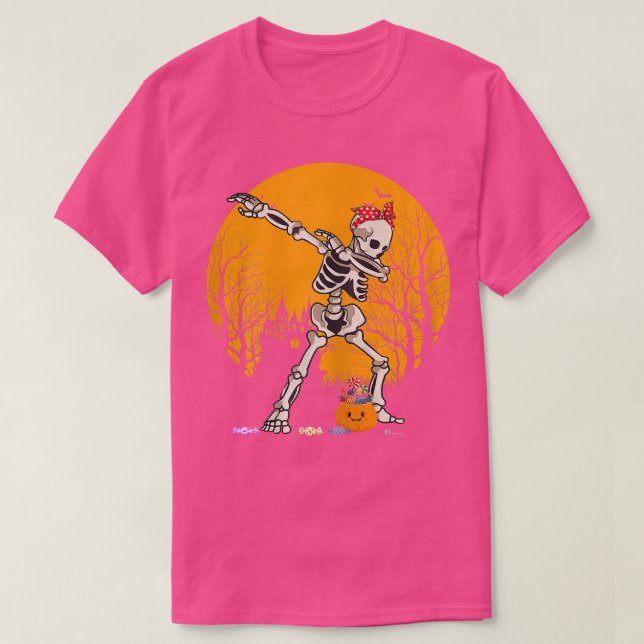 Camiseta Halloween Dabbing Skeleton Disstume niños Chicas P (Diseño del anverso)