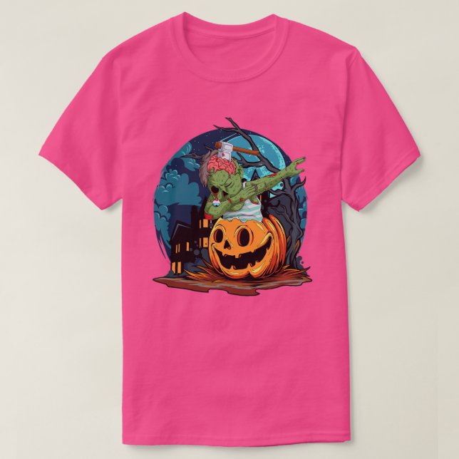 Camiseta Halloween Dabbing Zombie Brain Funny para hombres (Diseño del anverso)