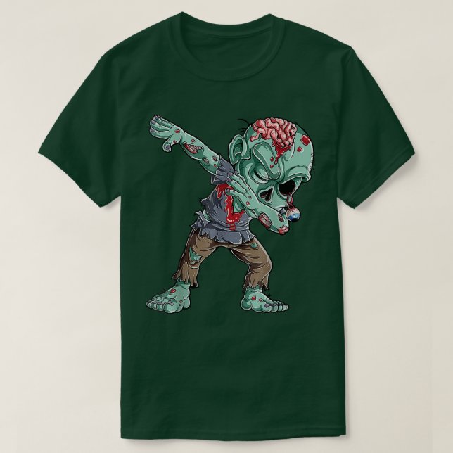 Camiseta Halloween Dabbing Zombie Brain Graciosos chicos Da (Diseño del anverso)