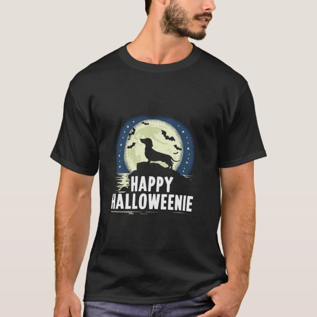 Camiseta Halloween Dachshund Costume Perro Weiner Dog Moon  (Anverso)