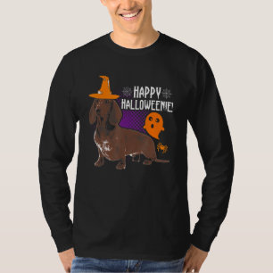 Camiseta Halloween Dachshund Hombres Mujeres Niños Felices