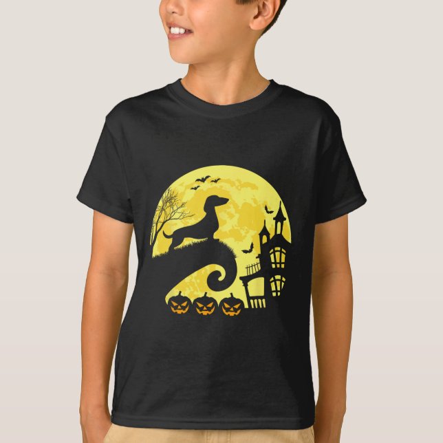 Camiseta Halloween Dachshund Weenie Wiener Moonshine Sausag (Anverso)