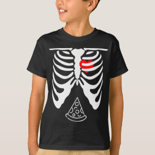 Camiseta Halloween Dad Skeleton Pizza Belly Gracioso Embara