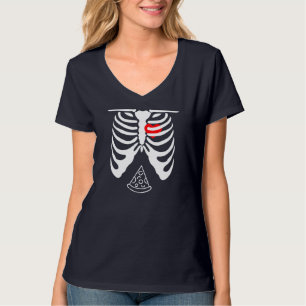 Camiseta Halloween Dad Skeleton Pizza Belly Gracioso Embara