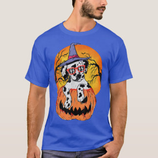 Camiseta Halloween Dalmatian Witch Pumpkin Dog Lover Gift W