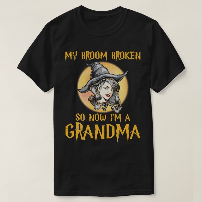 Camiseta Halloween Day Moon Witch My Broom se rompió así qu (Diseño del anverso)