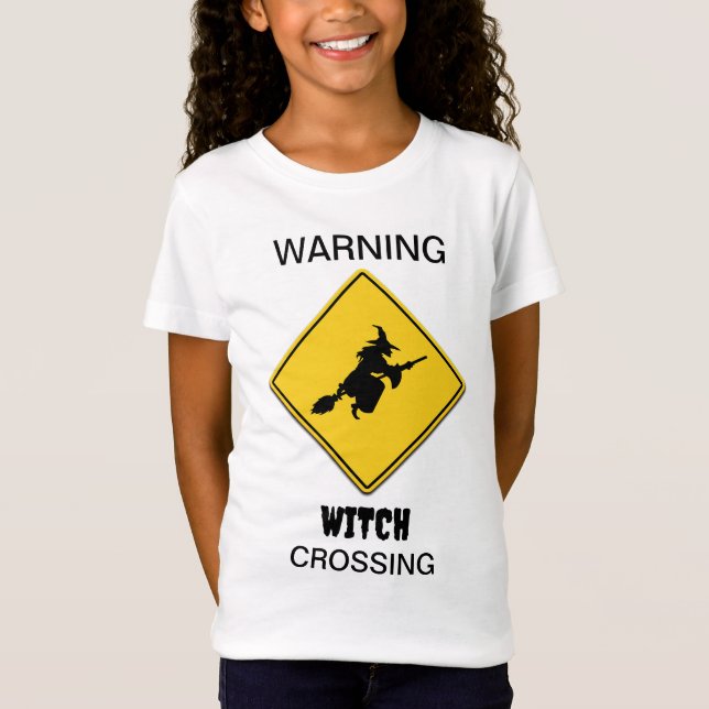 Camiseta Halloween de advertencia de bruja (Anverso)