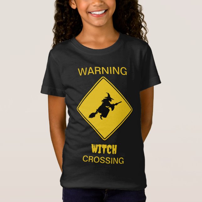 Camiseta Halloween de advertencia de bruja (Anverso)