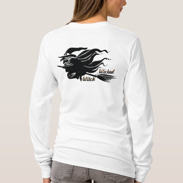 Camiseta Halloween de bruja malvada de gato negro (Reverso)