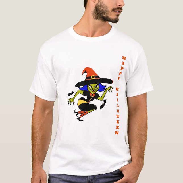 Camiseta Halloween de bruja verde peregrina (Anverso)