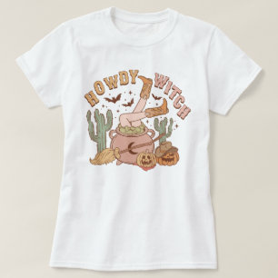 Camiseta Halloween de brujas occidentales de moda Howdy Wit