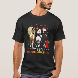 Camiseta Halloween De Caballos Y Feliz Navidad Hallotha