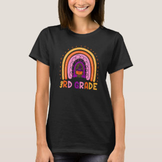 Camiseta Halloween de calabaza de arcoiris de tercer grado