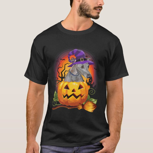 Camiseta Halloween de calabaza de bruja de Greyhound italia (Anverso)