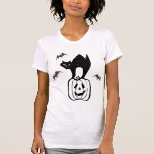 Camiseta halloween de calabaza de gatos murciélagos