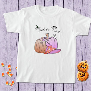 Camiseta Halloween de calabaza rosa y rosa