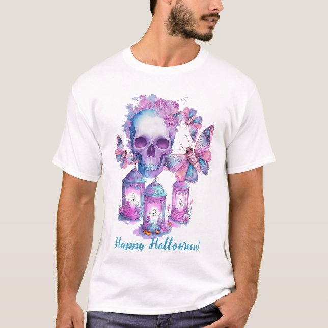 Camiseta Halloween de calaveras y polillas (Anverso)