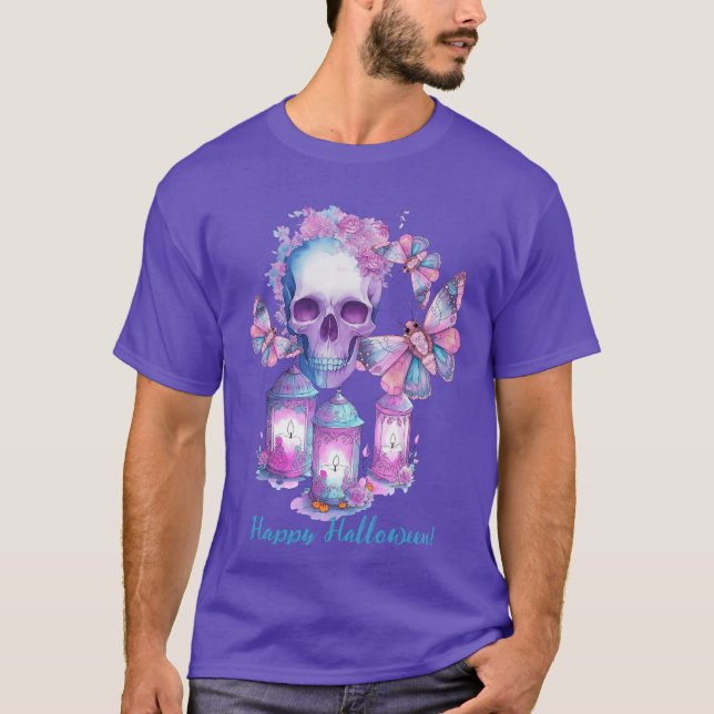 Camiseta Halloween de calaveras y polillas (Anverso)