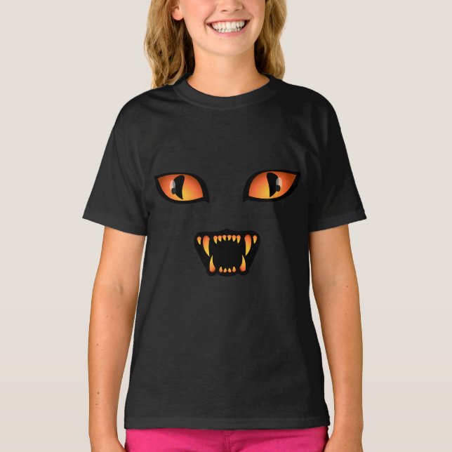 Camiseta Halloween de chicas Camisas Gato Negro es (Anverso)