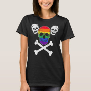 Camiseta Halloween de cráneo y huesos cruzados LGBTQ
