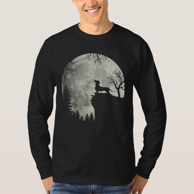 Camiseta Halloween De Dachshund Y Moon (Anverso)