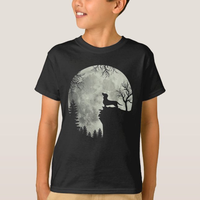 Camiseta Halloween De Dachshund Y Moon (Anverso)