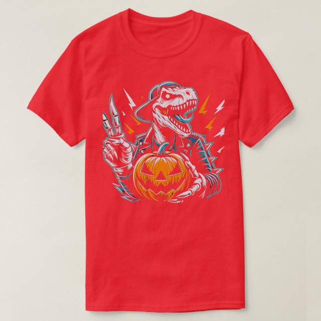 Camiseta Halloween de dinosaurios hippie dinosaurio tierno  (Diseño del anverso)