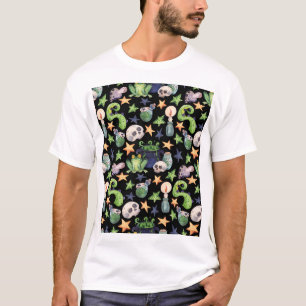 Camiseta Halloween de fantasía: Patrón oscuro dibujado a ma