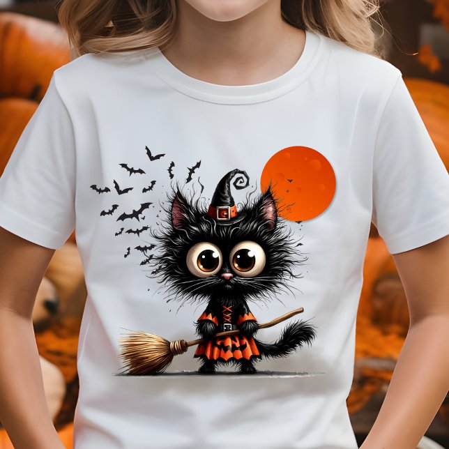 Camiseta Halloween de gatito negro lindo (Subido por el creador)