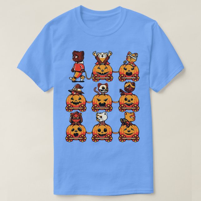 Camiseta Halloween de gato 9 vidas de Tobe Fonseca (Diseño del anverso)