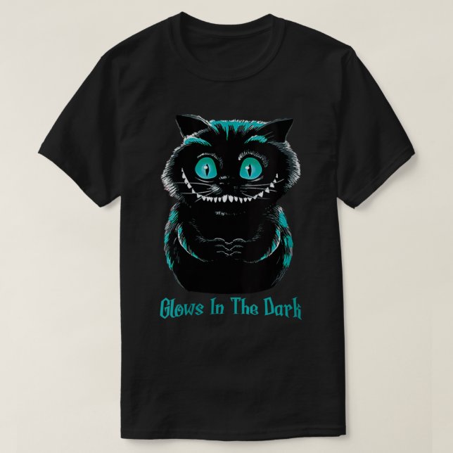 Camiseta Halloween De Gato Gracioso Para Las Mujeres Brilla (Diseño del anverso)